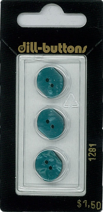 Button - 1281 - 14 mm - Teal - by Dill Buttons of America
