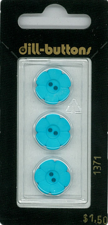 Button - 1371 - 15 mm - Robin Egg Blue - Flower - by Dill Button