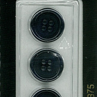 Button - 1375 - 15 mm - Bluish Black - by Dill Buttons of Americ