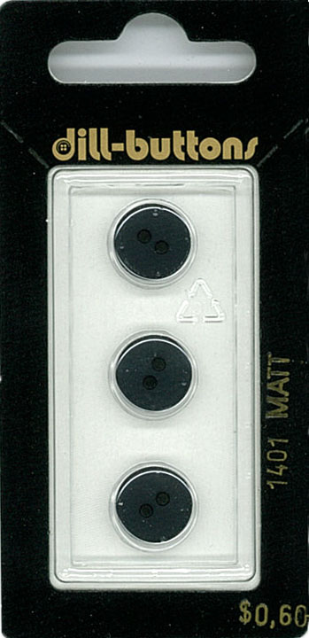Button - 1401 - 11 mm - Bluish Black - Matt - by Dill Buttons of
