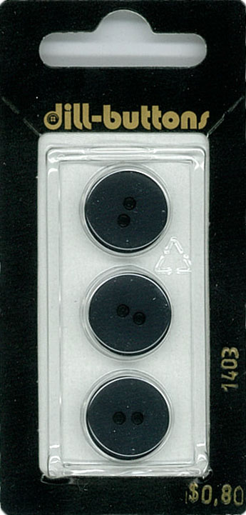 Button - 1403 - 15 mm - Bluish Black - by Dill Buttons of Americ