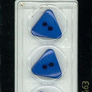 Button - 1463 - 15 mm - Blue - Triangle - by Dill Buttons of Ame