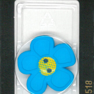 Button - 1518 - 28 mm - Blue - Flower - by Dill Buttons of Ameri