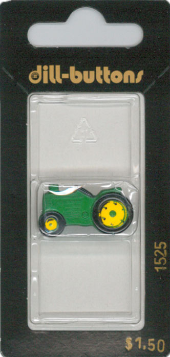 Button - 1525 - 25 mm - Green Tractor - by Dill Buttons of Ameri