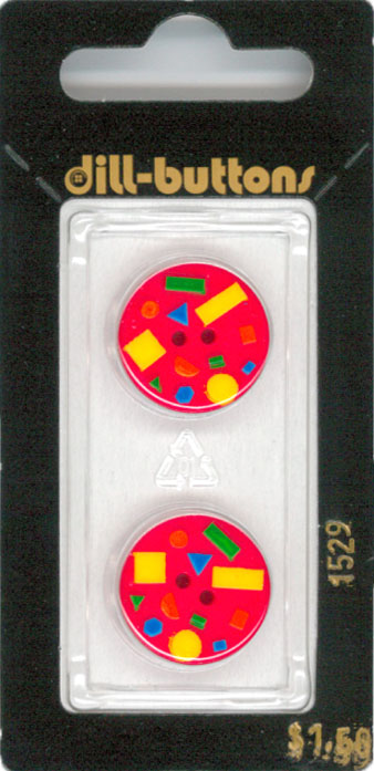Button - 1529 - 18 mm - Red - Orange, Yellow, Green and Blue sha