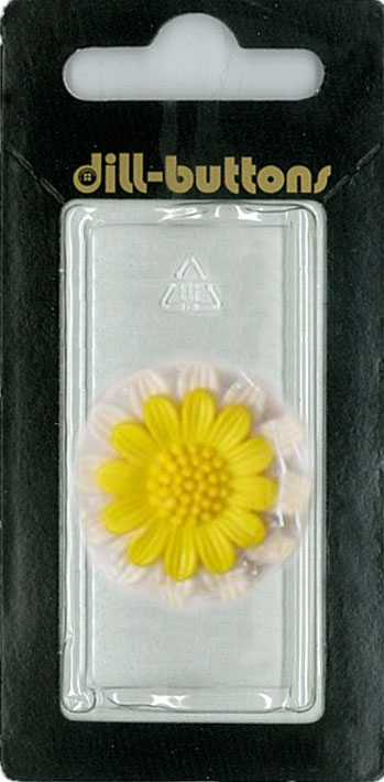 Button - 1531 - 28 mm - Yellow and White - Flower - by Dill Butt