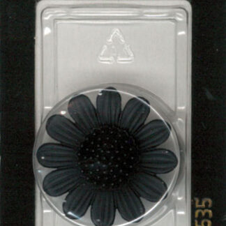 Button - 1535 - 28 mm - Black - Flower - by Dill Buttons of Amer