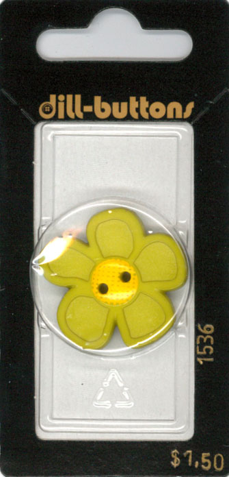 Button - 1536 - 28 mm - Green - Flower - by Dill Buttons of Amer