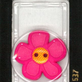 Button - 1537 - 28 mm - Pink - Flower - by Dill Buttons of Ameri