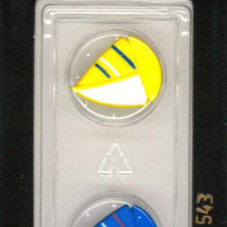 Button - 1543 - 18 mm - Blue and Yellow - Sail Boats - by Dill B