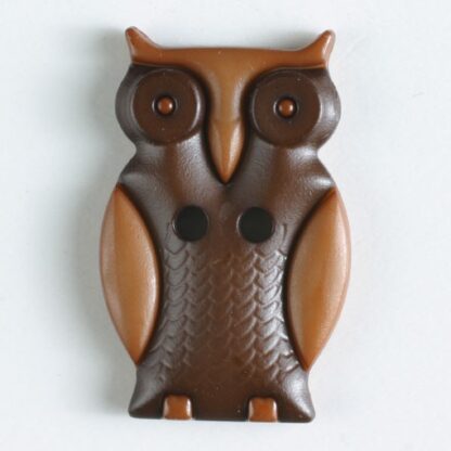 Button - 1556 - 25 mm - Owl - Brown - by Dill Buttons of America
