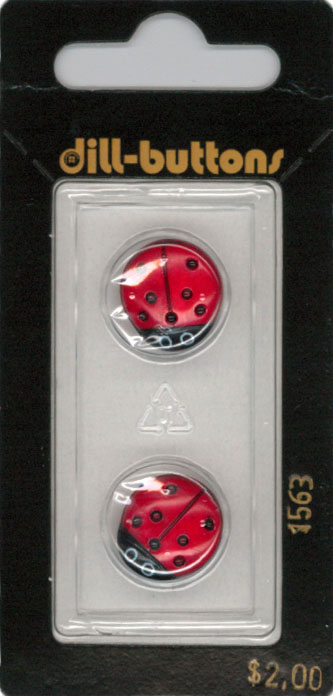 Button - 1563 - 15 mm - Lady Bug - by Dill Buttons of America