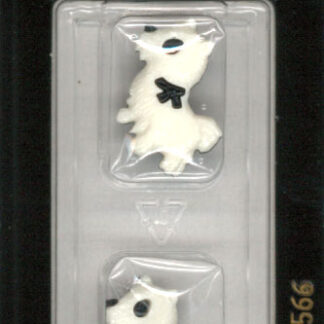 Button - 1566 - 23 mm - White - Scotty Dog - by Dill Buttons of