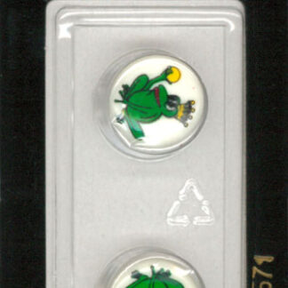 Button - 1571 - 15 mm - Green - Frog Prince - by Dill Buttons of