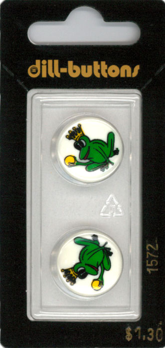 Button - 1572 - 18 mm - Green - Frog Prince - by Dill Buttons of