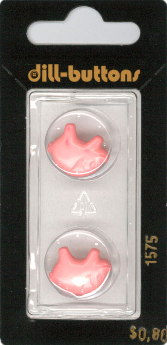 Button - 1575 - 18 mm - Pink - pig - by Dill Buttons of America