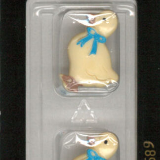 Button - 1589 - 25 mm - White Goose with blue ribbon - by Dill B