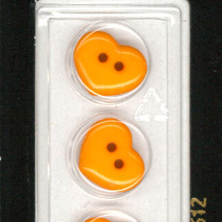 Button - 1612 - 15 mm - Orange - Hearts - by Dill Buttons of Ame