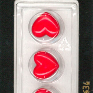 Button - 1634 - 14 mm - Red - Heart - by Dill Buttons of America
