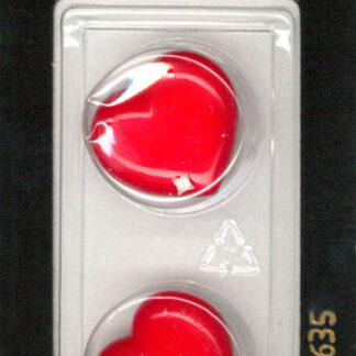 Button - 1635 - 20 mm - Red - Heart - by Dill Buttons of America
