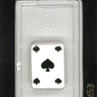 Button - 1653 - 20 mm - White - Playing Cards - Spades - by Dill