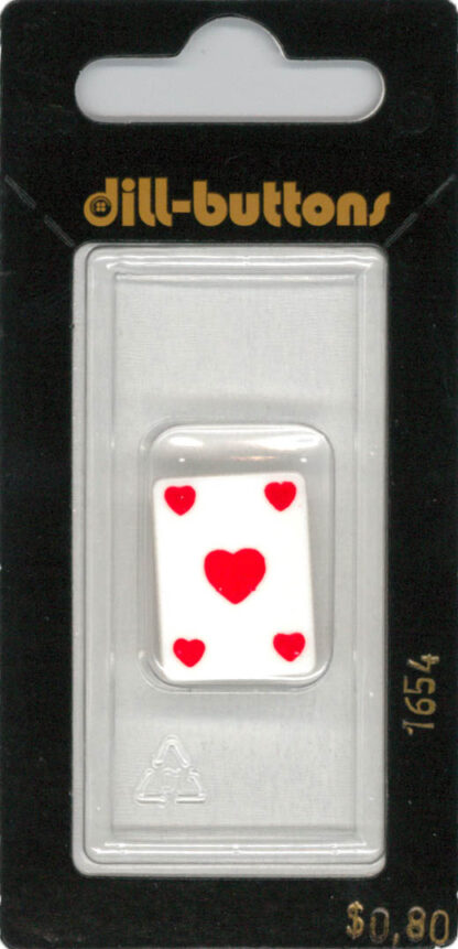 Button - 1654 - 20 mm - White - Playing Cards - Hearts - by Dill