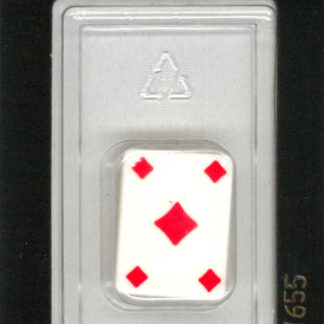 Button - 1655 - 20 mm - White - Playing Cards - Diamonds - by Di