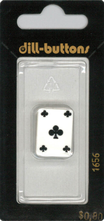 Button - 1656 - 20 mm - White - Playing Cards - Clubs - by Dill