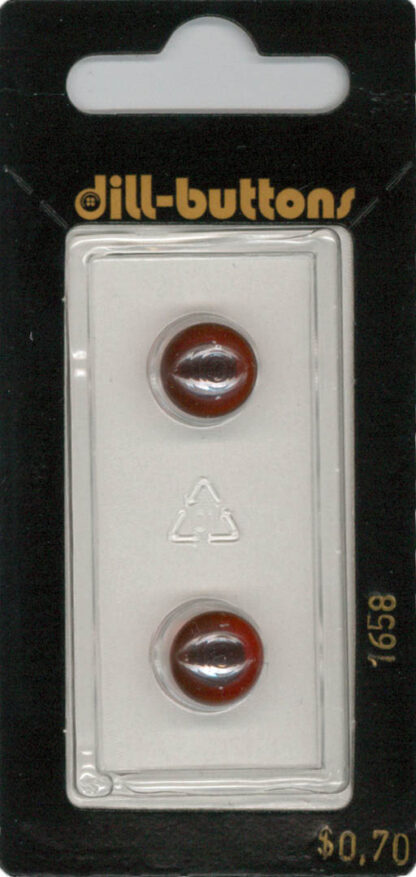 Button - 1658 - 10 mm - Clear red top with black base - by Dill
