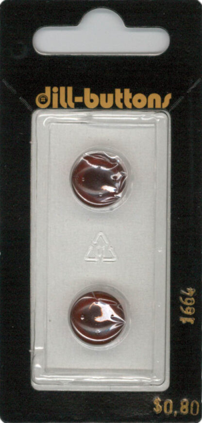Button - 1664 - 11 mm - Clear red top with black base - by Dill