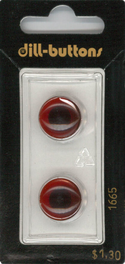 Button - 1665 - 15 mm - Clear red top with black base - by Dill