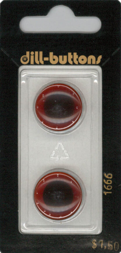 Button - 1666 - 18 mm - Clear red top with black base - by Dill
