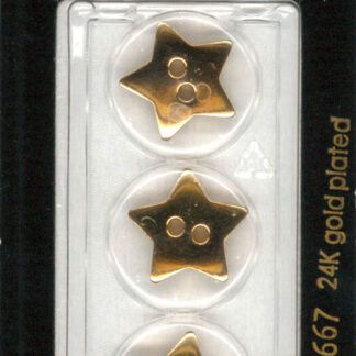 Button - 1667 - 15 mm - Gold Star - 24K Gold Plated - by Dill Bu