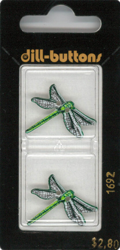 Button - 1692 - 25 mm - Green - Dragonfly - by Dill Buttons of A