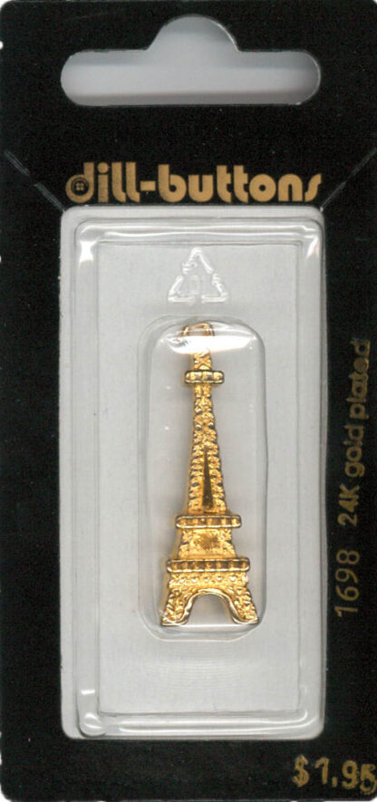Button - 1698 - 35 mm - Gold Eifle Tower - 24K Gold Plated - by