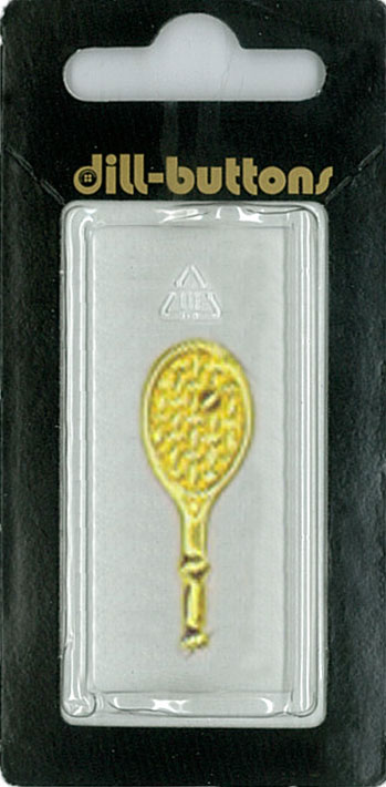 Button - 1699 - 20 mm - Gold Tennis Racquet - 24K Gold Plated -