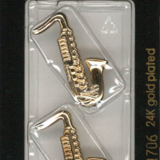 Button - 1706 - 30 mm - Gold Saxaphone - 24K Gold Plated - by Di