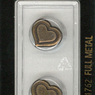 Button - 1762 - 15 mm - Metal Heart - Full Metal - by Dill Butto