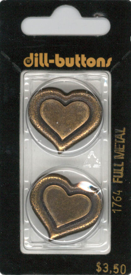 Button - 1764 - 25 mm - Metal Heart - Full Metal - by Dill Butto