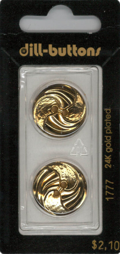 Button - 1777 - 20 mm - Gold Swirl - 24K gold plated - by Dill B