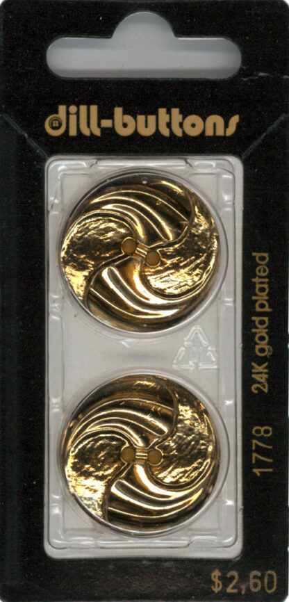 Button - 1778 - 25 mm - Gold Swirl - 24K gold plated - by Dill B