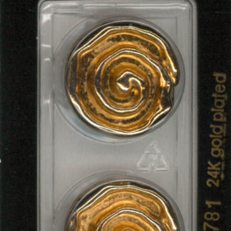 Button - 1781 - 23 mm - Gold Spiral - 24K gold plated - by Dill