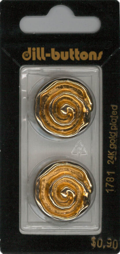 Button - 1781 - 23 mm - Gold Spiral - 24K gold plated - by Dill
