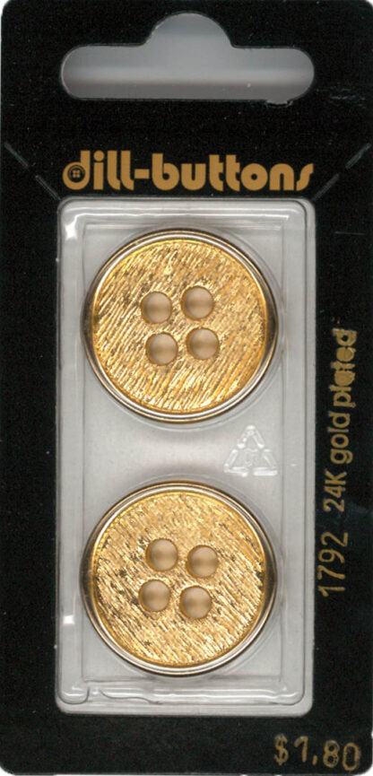 Button - 1792 - 23 mm - Gold - 24K gold plated - by Dill Buttons