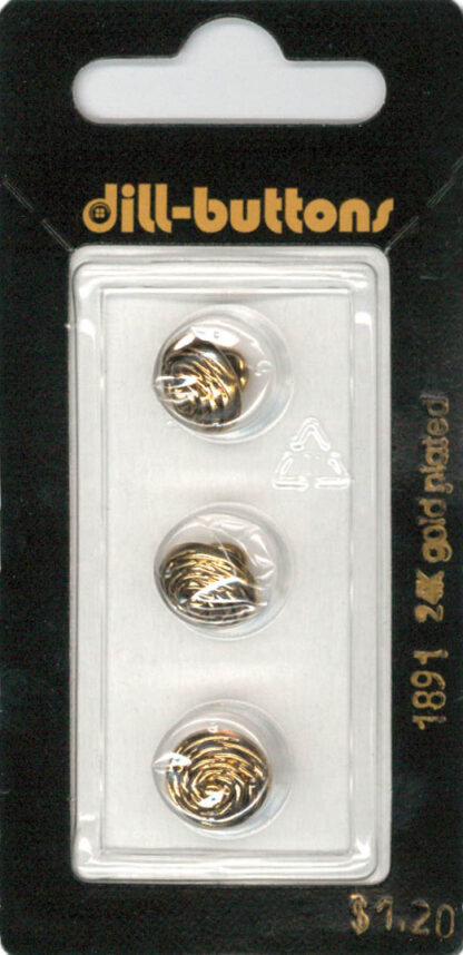 Button - 1891 - 10 mm - Gold - 24K gold plated - by Dill Buttons