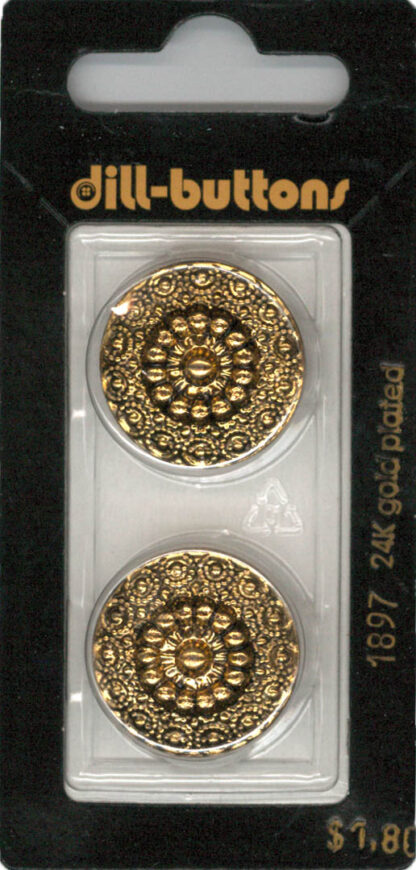 Button - 1897 - 23 mm - Gold - 24K gold plated - by Dill Buttons
