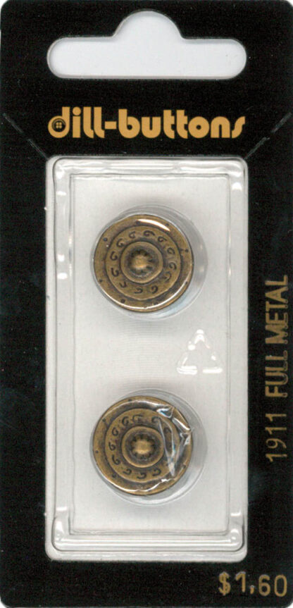 Button - 1911 - 15 mm - Brass - Full Metal - by Dill Buttons of