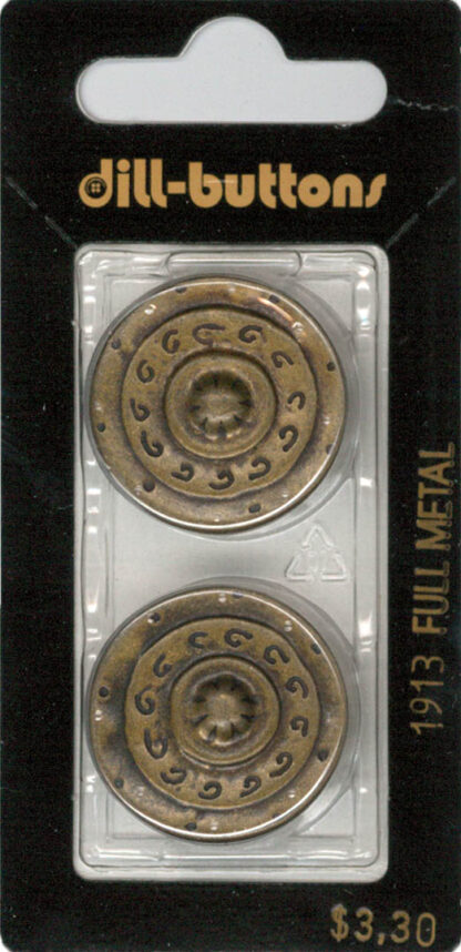 Button - 1913 - 25 mm - Brass - Full Metal - by Dill Buttons of