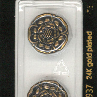 Button - 1937 - 20 mm - Brass Flower - Full Metal - by Dill Butt