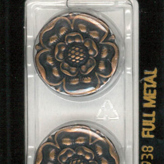 Button - 1938 - 23 mm - Brass Flower - Full Metal - by Dill Butt